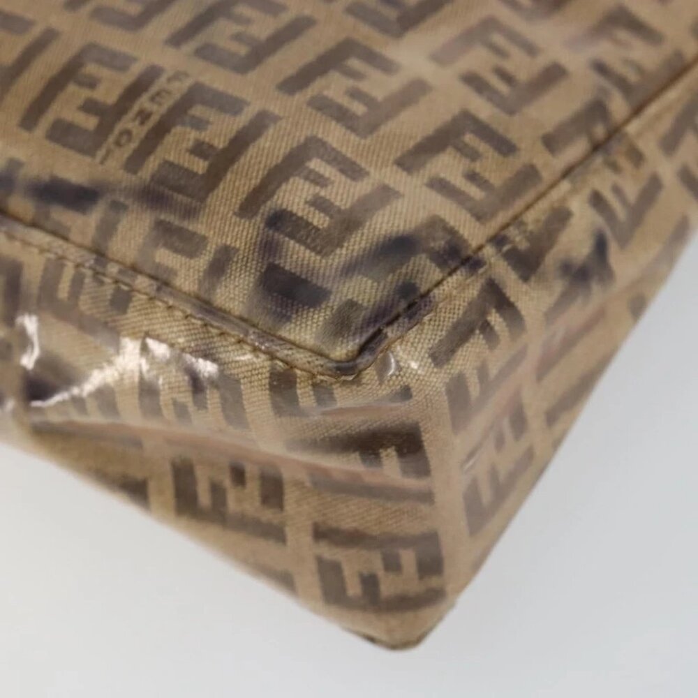 FENDI Zucchino Canvas Hand Bag Enamel Brown Gold - Picture 9 of 15